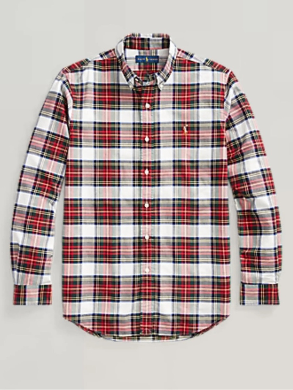 POLO RALPH LAUREN slim fit button down plaid sport shirt holiday tartan size S